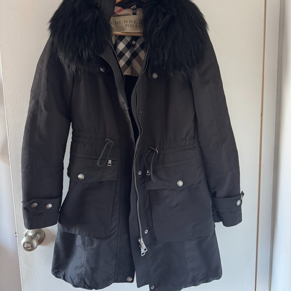 Burberry fur-collar jacket with removable lining